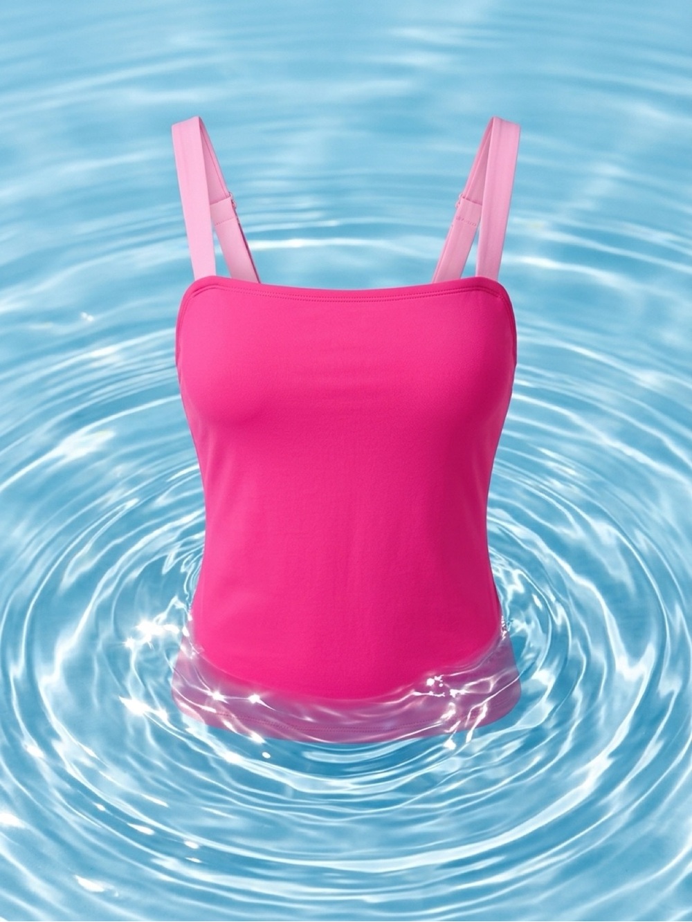 Amazon Women’s Bright Pink Square-Neck Bikini Tank